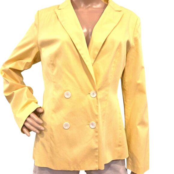 C&A Jackets & Blazers - Vintage C&A Women's Yellow Cotton Lined Blazer Jacket